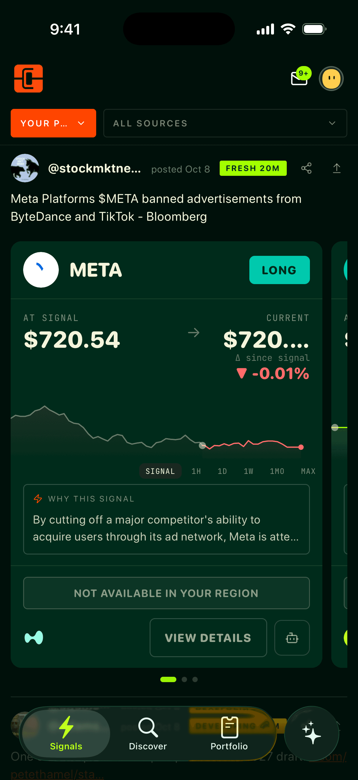 Capacitr feed: a breaking story mapped to the markets it moves